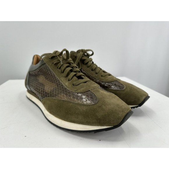 Ralph Lauren Purple label suede & Snakeskin Sneakers Made Italy 10.5-narrow - Picture 3 of 14